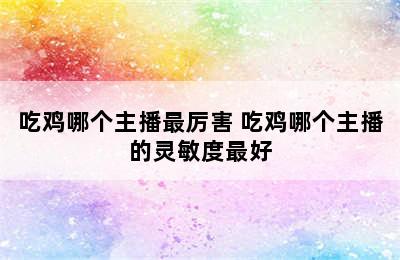 吃鸡哪个主播最厉害 吃鸡哪个主播的灵敏度最好